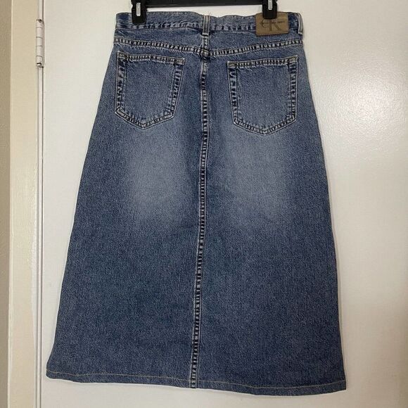 Vintage Calvin Klein Bias cut A line denim midi skirt size 30 - Picture 4 of 7